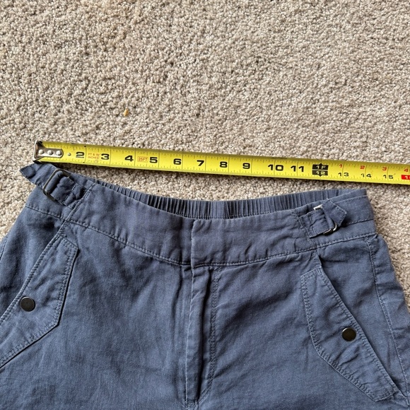 Athleta Voyager Linen Shorts Womens 10 Granite Blue Lightweight Adjustable Waist - Picture 6 of 9